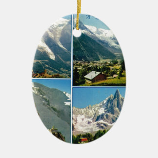 Vintage französische Alpen, Chamonix Mt Blanc Keramik Ornament
