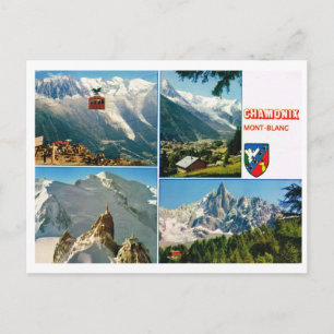 Vintage Französische Alpen, Chamonix Multiview Postkarte