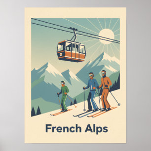 Vintage französische Alpen: Mitte des Jahrhunderts Poster