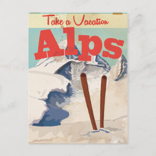 Vintage französische Alpen Reiseplakat Postkarte