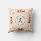 Vintage französische Aquarellfarben-Rose Kissen (Rückseite)