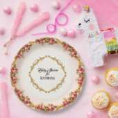 Vintage französische Baby-Dusche Rose in barocken  Pappteller (Party)