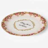 Vintage französische Baby-Dusche Rose in barocken  Pappteller (Schrägansicht)