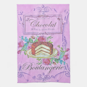 Vintage französische Bäckerei Schokolade Kuchen  Geschirrtuch