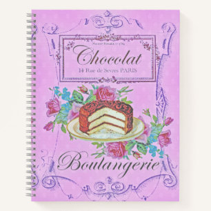 Vintage französische Bäckerei Schokolade Kuchen Notizblock
