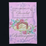 Vintage französische Bäckerei Schokolade Kuchen We Geschirrtuch<br><div class="desc">Rosa Vintage Werbung für die französische Bäckerei.</div>