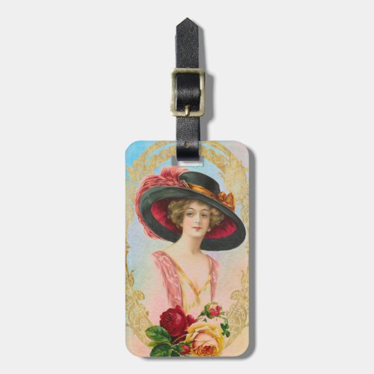 Vintage französische Bag-Tag Gepäckanhänger (Vorderseite vertikal)