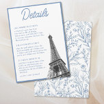 Vintage französische Bat Mitzvah - Einschließungsk Einladung<br><div class="desc">Teilen Sie Ihre Veranstaltungsdetails stilvoll mit diesen Vintagen französischen Eiffelturm-Bat Mitzvah Detailgehäuse Karten. Das Design ist mit einem blauen Blumendesign auf der Rückseite mit einem Eiffelturm-Foto und personalisiertem Text ausgestattet, um die Details Ihres Events auf der Vorderseite zu teilen. Geben Sie das Zazzle Design Tool ein, um zusätzliche Anpassungen vorzunehmen....</div>