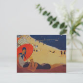 Vintage französische Beach-Reisewerbung Postkarte (Stehend Vorderseite)