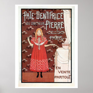 Vintage französische Belle-Epoque-Zahncreme-Werbun Poster