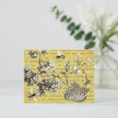 Vintage französische Biene und Blume Scrapbook Postkarte (Stehend Vorderseite)