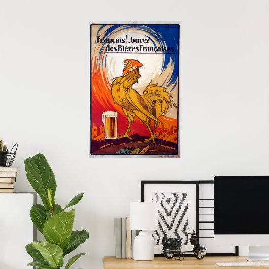 Vintage französische Bierwerbung Poster (Heimbüro)