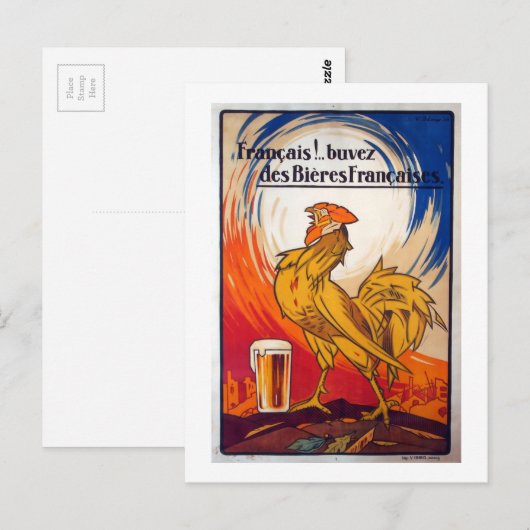 Vintage französische Bierwerbung Postkarte (Vorne/Hinten)