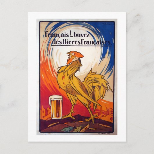 Vintage französische Bierwerbung Postkarte (Vorderseite)