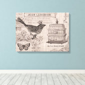 Vintage französische Bird-Leinwand Leinwanddruck (Insitu (Holzboden))