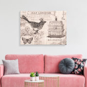 Vintage französische Bird-Leinwand Leinwanddruck (Insitu (Wohnzimmer))