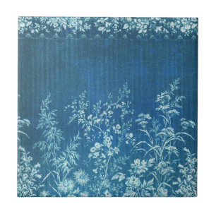 Vintage französische Blume Blue Tile Fliese