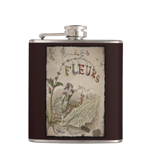 Vintage französische Blume Fairy Flachmann (Vorderseite)