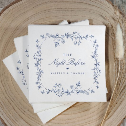 Vintage französische Blumen Navyblau Probeessen Serviette