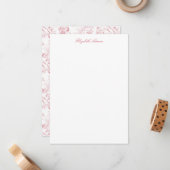 Vintage französische Blumenfantasie-Toile-Pink Mitteilungskarte (Vorderseite/Rückseite Beispiel)