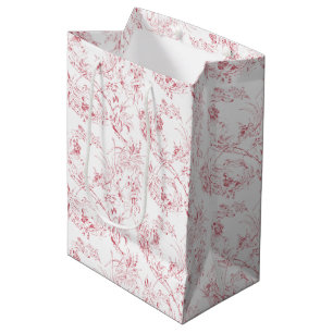 Vintage französische Blumenfantasie-Toile-Pink  Mittlere Geschenktüte