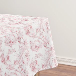 Vintage französische Blumenfantasie-Toile-Pink Tischdecke