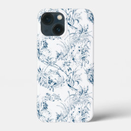 Vintage französische Blumenfantasiewelt-blau Case-Mate iPhone Hülle