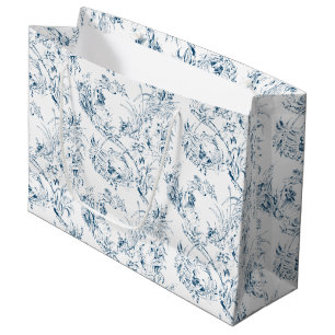 Vintage französische Blumenfantasiewelt-blau Große Geschenktüte
