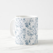 Vintage französische Blumenfantasiewelt-blau Kaffeetasse (Vorderseite Links)