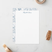 Vintage französische Blumenfantasiewelt-blau Mitteilungskarte (Vorderseite/Rückseite Beispiel)