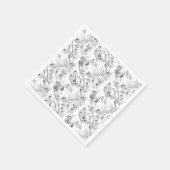 Vintage französische Blumenfantasy Toile-Black Serviette (Ecke)