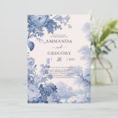 Vintage französische Blumentoilette Einladung (Stehend Vorderseite)