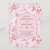 Vintage französische Blumentoilette Rosa Hochzeit Einladung (Vorne/Hinten)