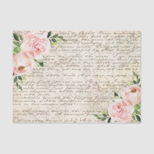 Vintage französische Blumenzwiebeln-Rose Seidenpapier (Vorderseite)