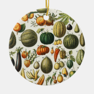Vintage Französische Botanische Obstplakate Kunst Keramik Ornament
