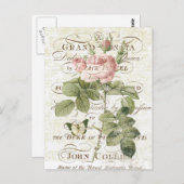 Vintage französische botanische Rosenpostkarte Postkarte (Vorne/Hinten)