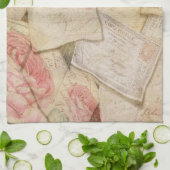 Vintage französische Buchstaben und Postkarten Küchentuch (Gefaltet)