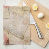 Vintage französische Buchstaben und Postkarten Küchentuch (Viertel Falte)