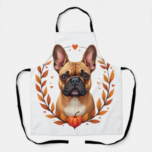 Vintage Französische Bulldogge mit Herbstlaubkranz Schürze