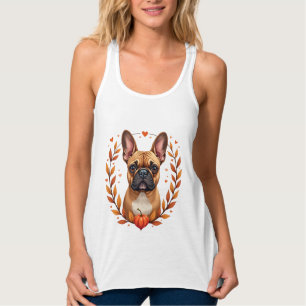 Vintage Französische Bulldogge mit Herbstlaubkranz Tank Top