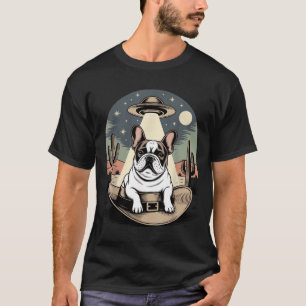 Vintage Französische Bulldogge UFO Western T-Shirt