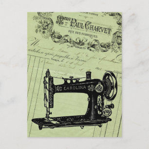 Vintage französische Chic-Nähmaschine Postkarte