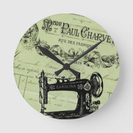Vintage französische Chic-Nähmaschine Runde Wanduhr