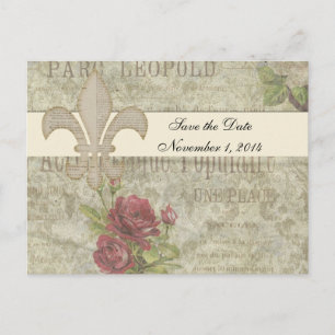 Vintage französische Collage Save the Date Ankündigungspostkarte
