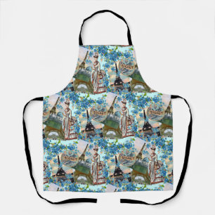 Vintage-französische Collage Schürze