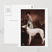 Vintage französische Dame mit Hund Postkarte (Vorne/Hinten)