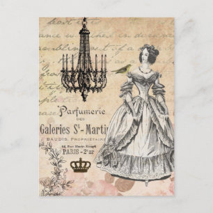 Vintage französische Dame shabby chic Postkarte