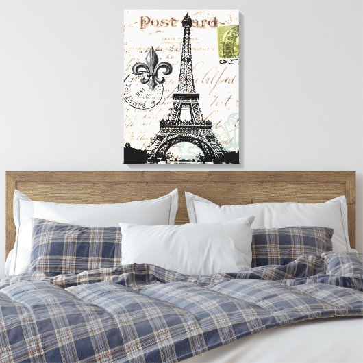 Vintage französische Eiffelturm gedehnte Leinwand (Insitu (Schlafzimmer))