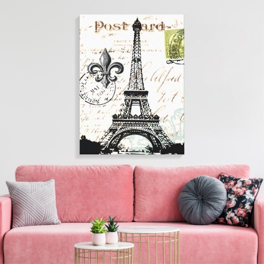 Vintage französische Eiffelturm gedehnte Leinwand (Insitu (Wohnzimmer))