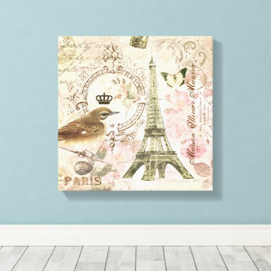 Vintage französische Eiffelturm gedehnte Leinwand (Insitu (Holzboden))
